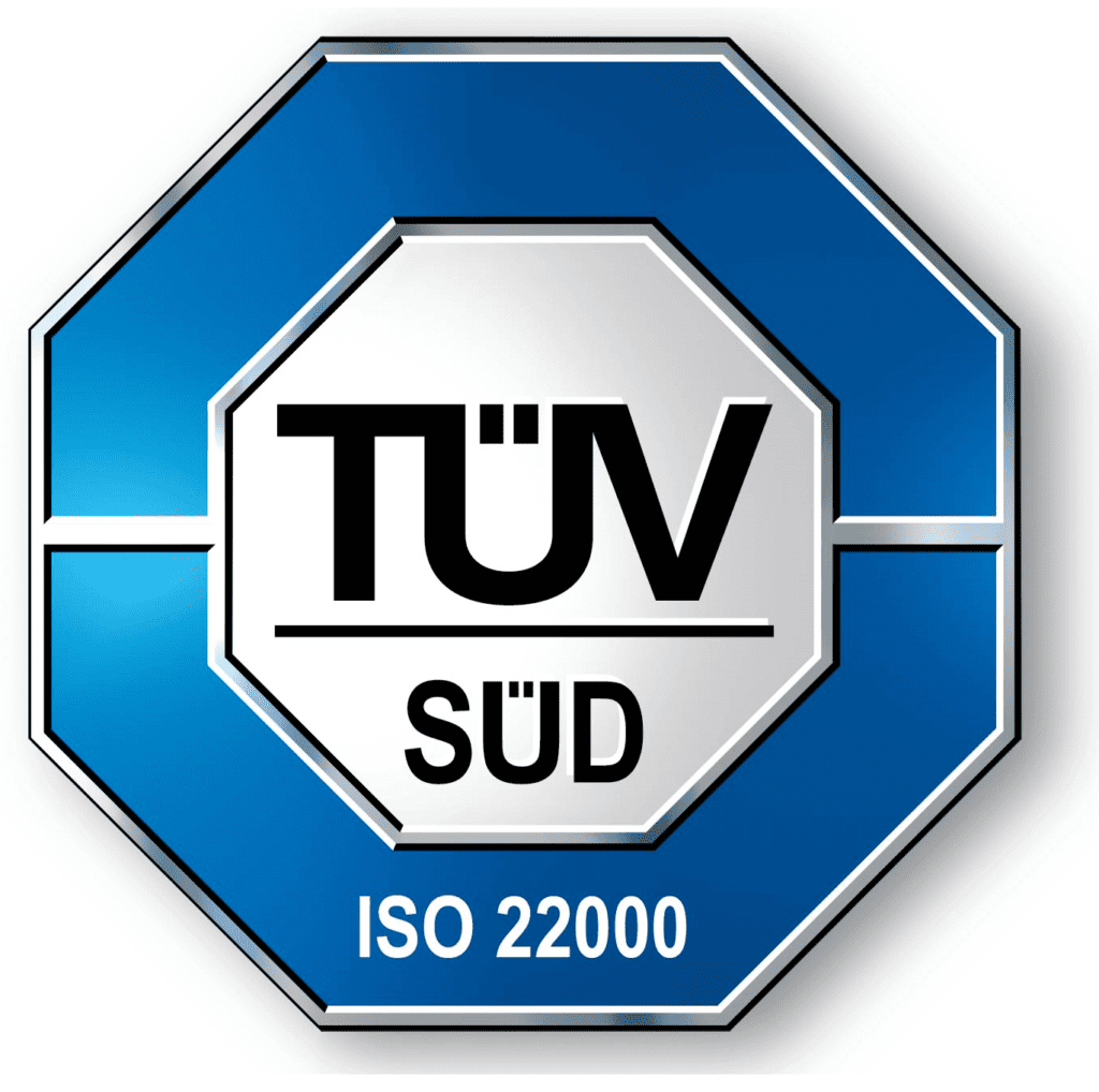 Image of TUVSUV ISO 22000 certification logo