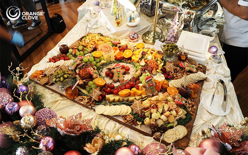 Catering meal at event reception